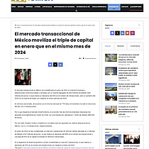 El mercado transaccional de Mxico moviliza el triple de capital en enero que en el mismo mes de 2024
